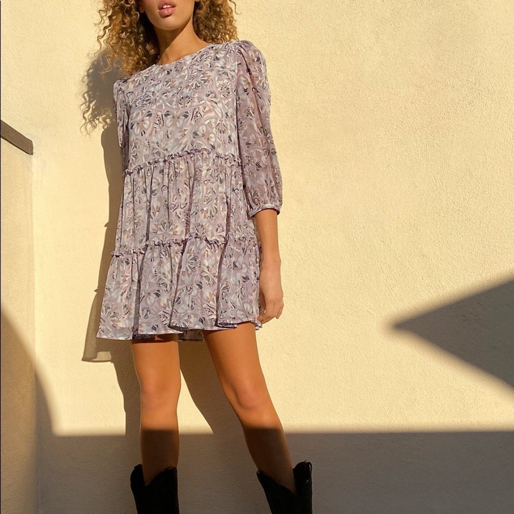 Sunday Best Aritzia Lillian Butterfly Tiered Babydoll Mini Dress XS Fairy Boho